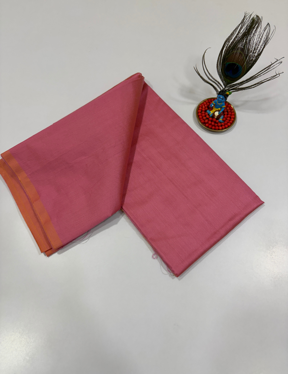 Light Pink Handloom Silk Cotton 3 Pc Salwar Set with Self Weave Floral Jacquard | Soft Elegant Monotone Ethnic Dress Material