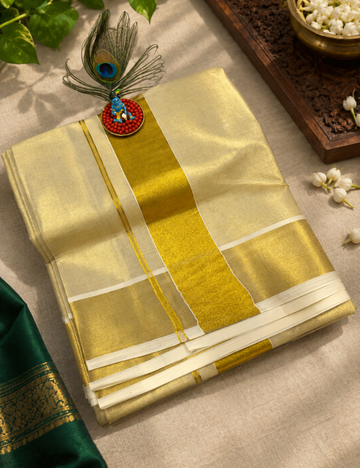 Pure Tissue Cotton Sandal Saree with Tissue Border
