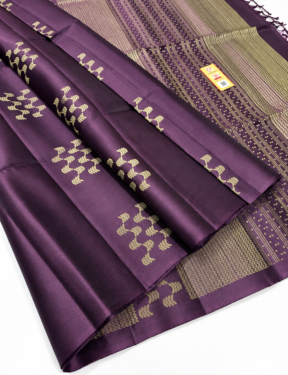 Brown Borderless Neam Jari Pure Softsilk Saree