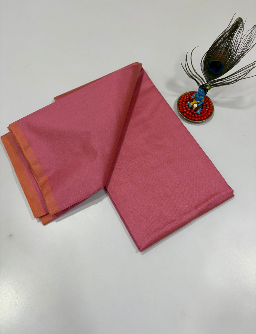 Lotus Pink Handloom Silk Cotton 3 Pc Salwar Set with Self Weave Floral Jacquard | Elegant Monotone Ethnic Dress Material