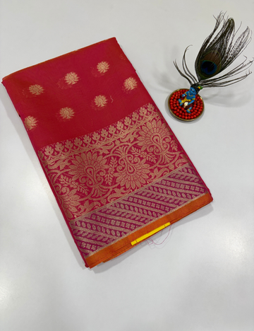 Dual Tone Pink Handloom Silk Cotton 3 Pc Salwar Set with Self Weave Floral Jacquard | Elegant Premium Ethnic Dress Material