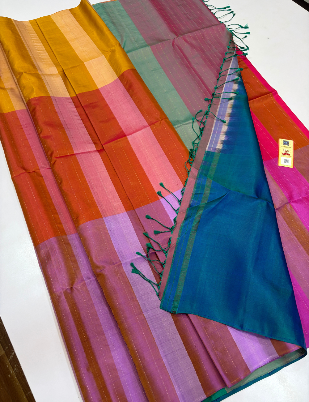Plain Pure Soft Silk Saree with Tricolour Body Weaving | Borderless Elegant Designer Saree