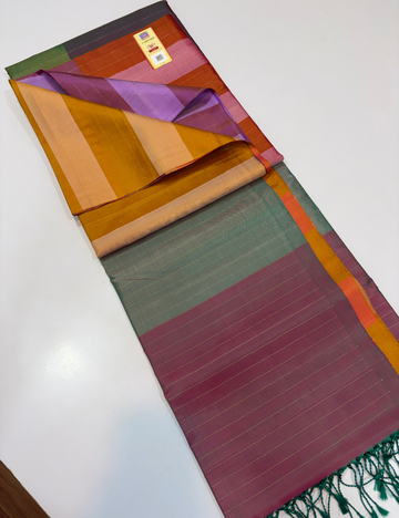 Plain Pure Soft Silk Saree with Tricolour Body Weaving | Borderless Elegant Designer Saree