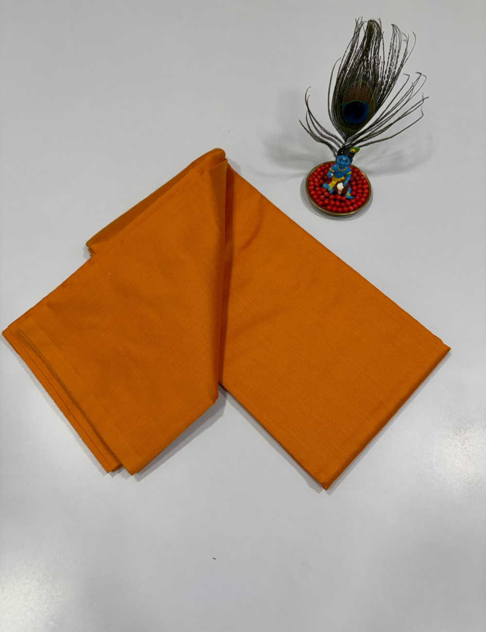 Mango Orange Handloom Silk Cotton 3 Pc Salwar Set with Self Weave Floral Jacquard | Vibrant Monotone Ethnic Dress Material