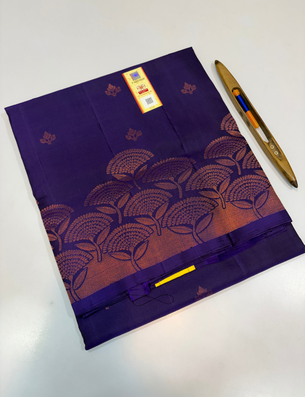 Deep Violet Handloom Pure Soft Silk Saree with Turning Border | Monotone Pallu & Blouse | Silk Mark Certified