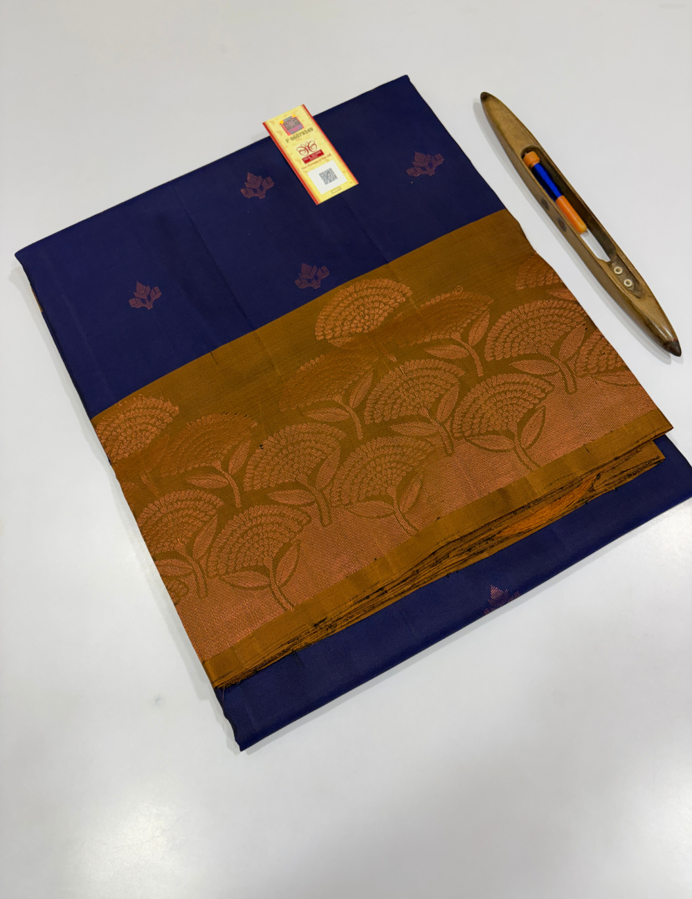 Royal Blue Handloom Pure Soft Silk Saree with Antique Gold Turning Border | Rich Contrast Pallu & Blouse | Silk Mark Certified