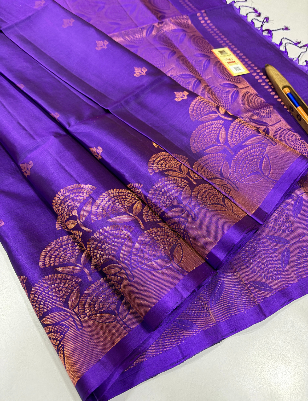 Royal Violet Handloom Pure Soft Silk Saree with Self Turning Border | Rich Self Pallu & Blouse | Silk Mark Certified