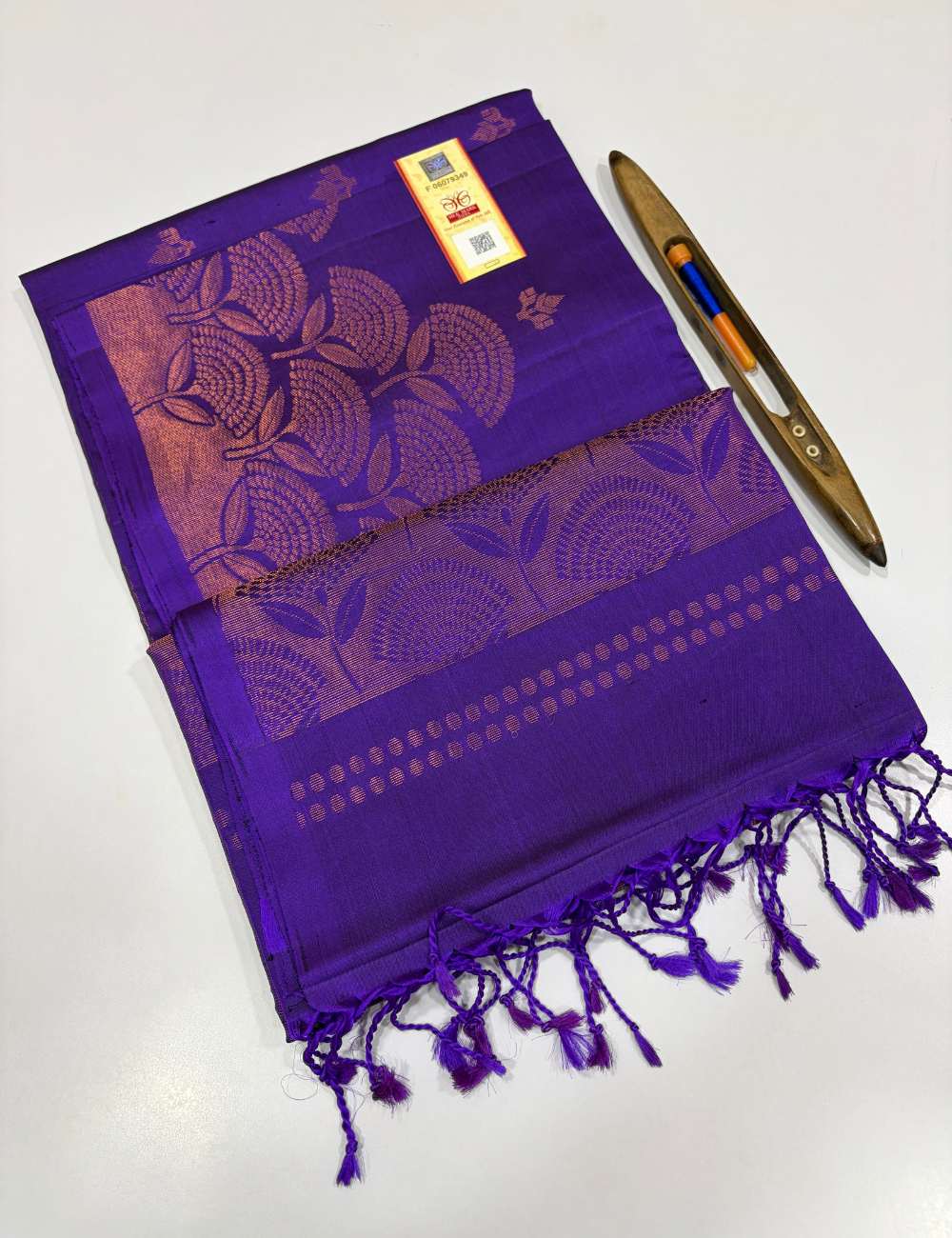 Royal Violet Handloom Pure Soft Silk Saree with Self Turning Border | Rich Self Pallu & Blouse | Silk Mark Certified